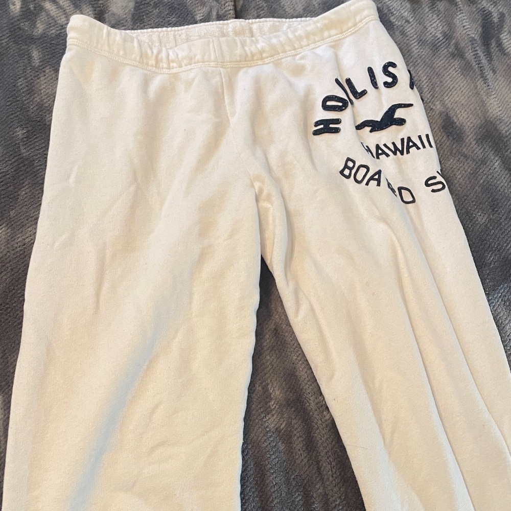 Hollister White Joggers with Black Logo